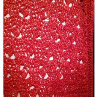A photo of a pattern for the crochet cardigan with a hood, color red, cotton 100%. (SKU 1-5)