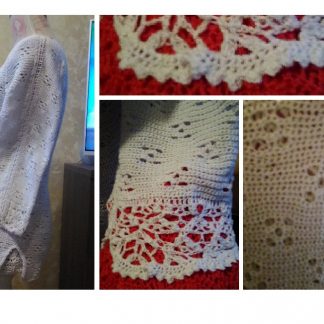 A photo of a blouse. Crochet, white, sleeves with ornaments, handmade. Sleeve views. Cotton 100%. SKU 1-8