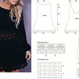 A photo of the 23 dress, chart, crochet