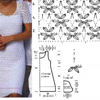 A photo of the 25 dress, chart, crochet
