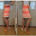 A photo of a handmade crochet button-front skirt, Greek ornaments, colors carrot cacao. Cotton100%. SKU 2-1. Author- Tai Keri