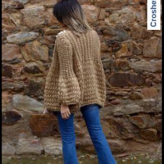A photo of the 51st cardigan, back view, knitted