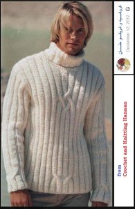 A photo of the 64th sweater, knitted, for a man