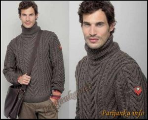 A photo of the 65th sweater, knitted, for a man