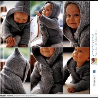 121th of Kids Wear, a photo of a baby boys jacket with a hood, knitted